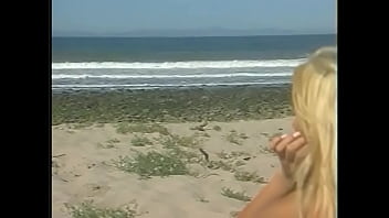 Excited male licks the pussy of a slender blonde and fucks her in different positions on the beach